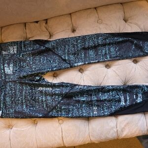 Under Armour Black and Teal Patterned Compression Pants